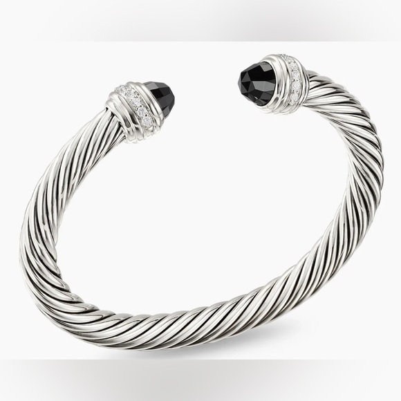 David Yurman Jewelry - David Yurman’s SIGNATURE Cable bracelet Stamped 925 Black onyxPavé-set Diamond